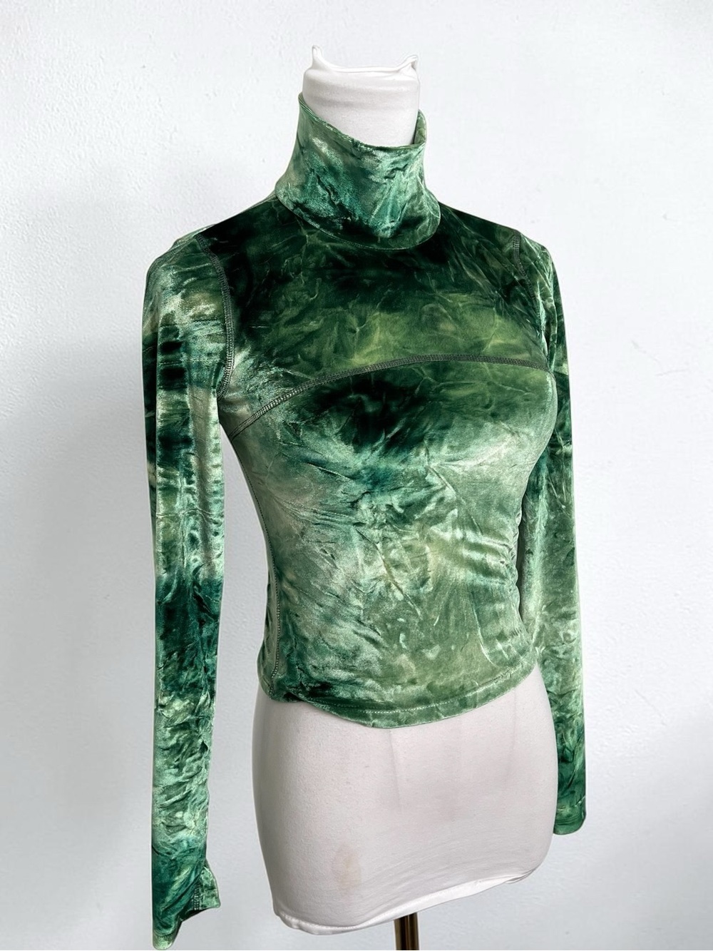 Wilfred Emerald Crushed Velvet Turtleneck Top S Fairycore Whimsigoth